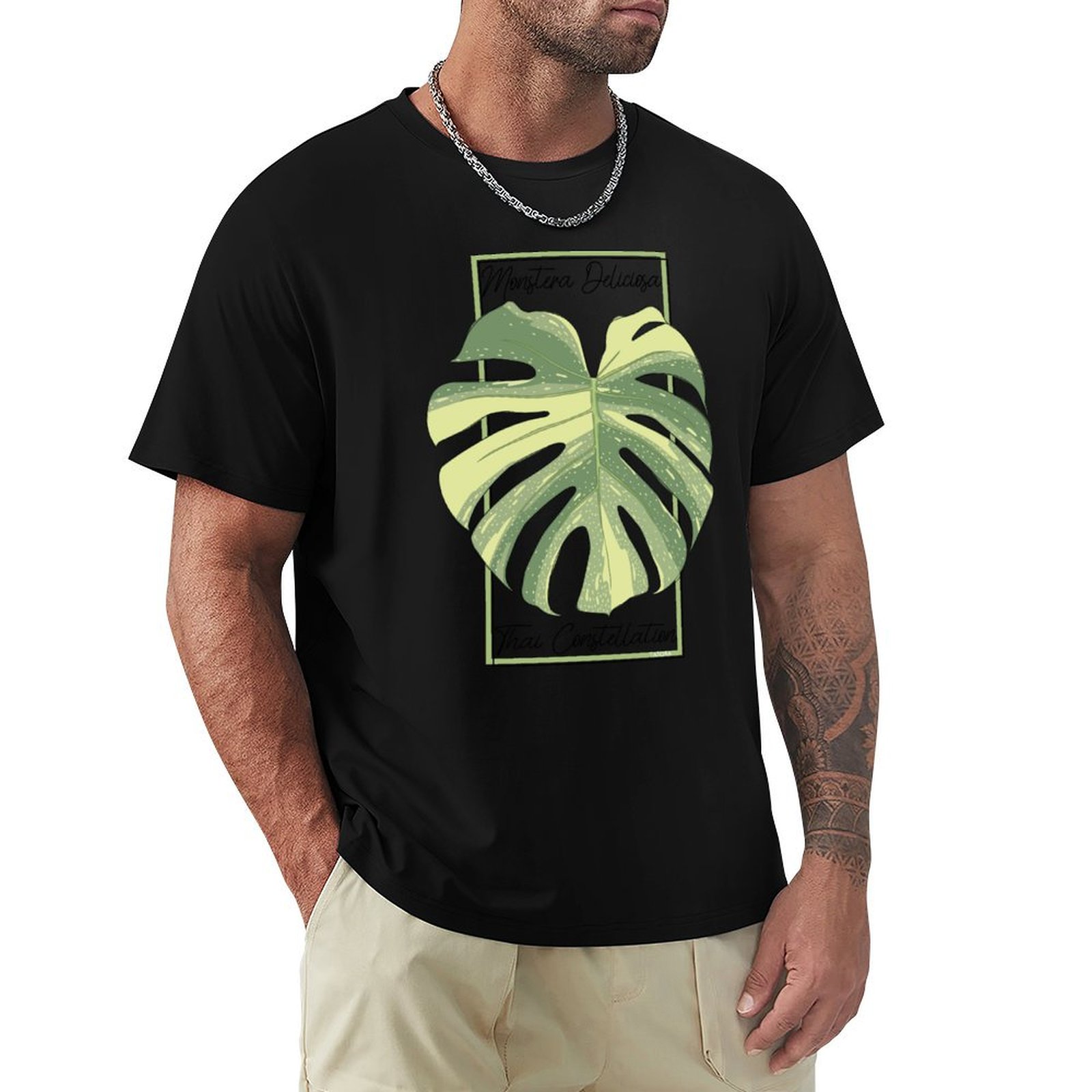 Monstera Thai Constellation - Monstera Thai Constellation Botanical Stamp T-Shirt